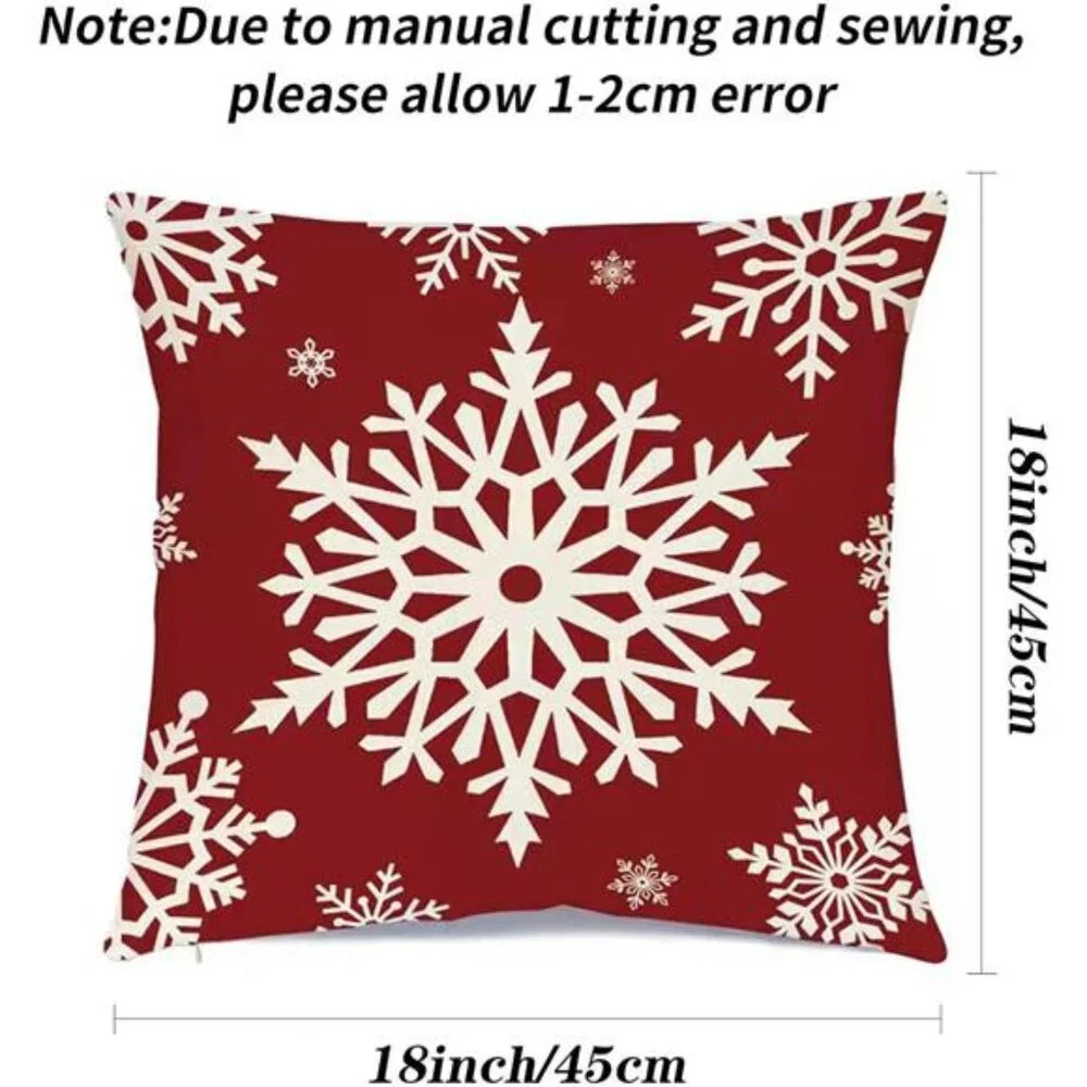 Christmas Decorations Pillow Covers Set of 4 Farmhouse Holiday Rustic Linen